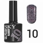 Гель-лак SKY №010 цвет мокрого асфальта шиммерный , 10мл