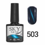 Гель-лак SKY CAT EYE № 503 серый с голубой полоской, 10мл