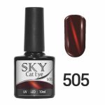 Гель-лак SKY CAT EYE № 505 красный с желтой полоской, 10мл