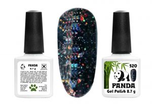Гель-лак PANDA №520 прозрачно-черный с серебро-голографическими блёстками и пайетками,  8,7 мл ― My Beauty