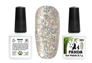 Гель-лак PANDA №523 прозрачный, серебро-голографик и пайетки ,  8,7 мл ― My Beauty