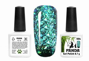 Гель-лак PANDA №554 зелёно-желтая голографика ,  8,7 мл ― My Beauty