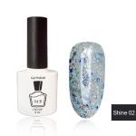 Гель-лак MB Shine-02 серебро с голубой голограммой, Shine Collection, блестки 8 мл