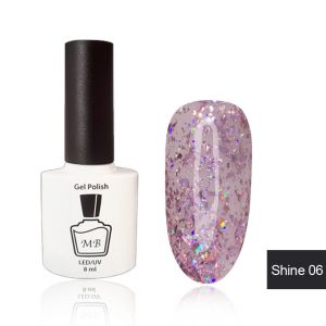Гель-лак MB Shine-06 мелкие хлопья юки с серебрянной голограммой, Shine Collection, блестки 8 мл ― My Beauty