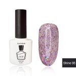 Гель-лак MB Shine-06 мелкие хлопья юки с серебрянной голограммой, Shine Collection, блестки 8 мл