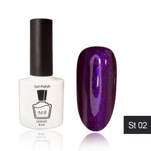Гель-лак MB ST-02 ярко-темный фиолет с сине-фиолетовыми блестками STAR Collection, блестки 8 мл ― My Beauty