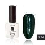 Гель-лак MB ST-04 темно-зеленый. бутылочный с зелеными блестками STAR Collection, блестки 8 мл