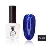Гель-лак MB ST-20 джинсовый синий с голубыми голограммными блестками STAR Collection, блестки 8 мл