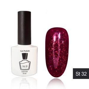 Гель-лак MB ST-32 ярко-фиолетовый с терракотовыми блестками STAR Collection, блестки 8 мл ― My Beauty