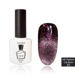 24D Cat Eye MB Rainbow Cat Silver 01 розовая с розово-золотыми хлопьями юки , магнитный  8мл