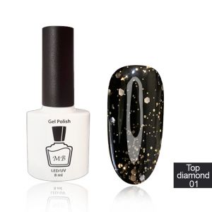 MB Diamond Top 01 Светлое золото, глиттерный топ без липкого слоя, 8 мл ― My Beauty