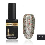 Lumina Lux №010, серебристо-красные блестки разного размера